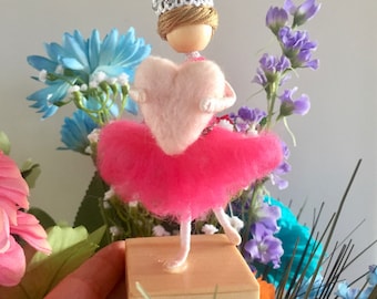 Ballerina is ready for her recital in her beautiful hot pink tutu!