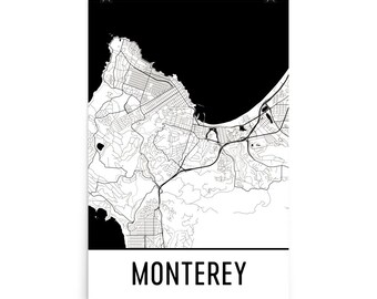 Monterey Map, Monterey CA Art, Monterey Print, Monterey California Poster, Monterey Wall Art, Map of Monterey CA, Monterey Gift, Decor