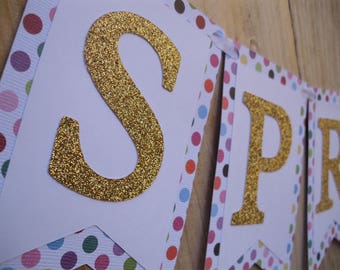 Sprinkled With Love Banner - Baby Sprinkle, Baby Shower, Bridal Shower Banner - Multi Color Polka Dot, Sprinkle Banner
