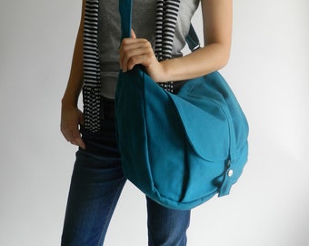 Sale 25%-Teal messenger bag ,diaper bag,Travel shoulder bag,Tote bag,School canvas laptop Purse, Cross body bag / no.12 KYLIE