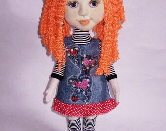 Rag doll Soft sculpture Cloth doll gift for girl Doll handmade Art doll Textile doll With red hair baby Doll for games Birthday gift girls