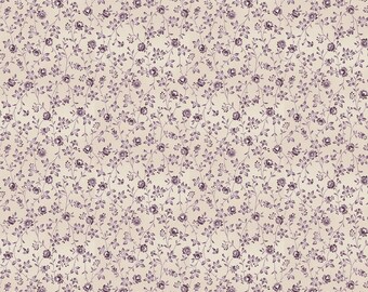 Gentle Flowers Shadow Flower, Tiny Violet Flowers on Ivory, Quilt Gate (By YARD)~