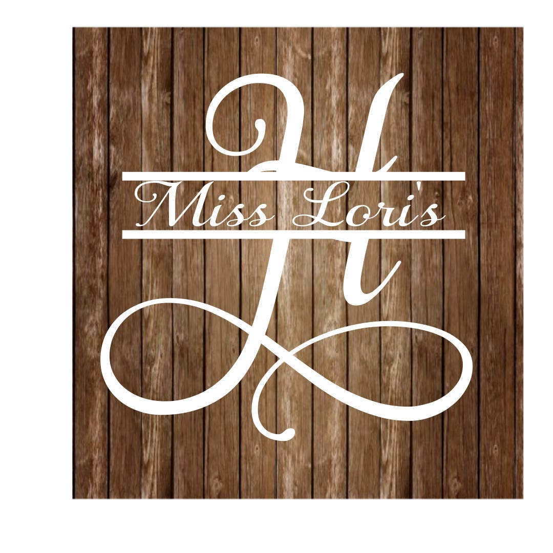 Download H split letter Samantha font elegant monogram dfx SVG Cut