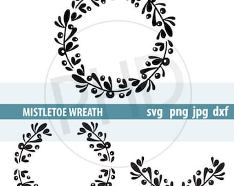 MISTLETOE Wreath, Laurel, Swag- Files for cutting svg, png, jpg, dxf