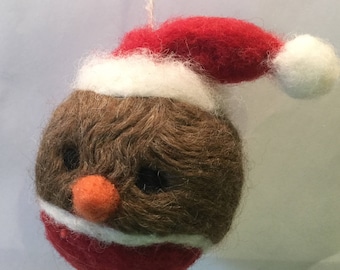 Needle Felted Christmas Tree Robin