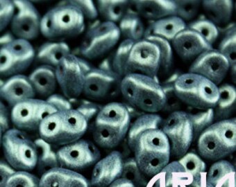 METALLIC SUEDE TEAL Green: SuperDuo Two-Hole Czech Glass Seed Beads, 2.5x5mm (10 grams)