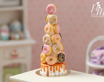 MTO - Donut tower -Made to Order - Miniature Food in 12th Scale for Dollhouse