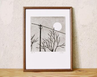 moon series 12 · original linocut · Limited Edition · DIN A5