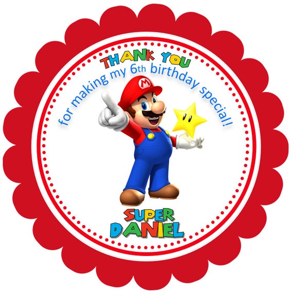 Printable Mario Bros Favor Tags Digital Mario Bros Thank you