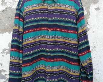 Vintage Navajo Aztec Shirt 80s 90s size m