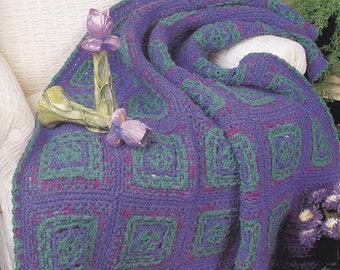 Purple Jewel, Annie's Attic Crochet Quilt & Afghan Pattern Club Leaflet QAC332-03