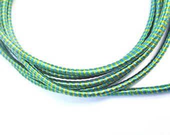 Silk cord, satin cord, green /turquoise cord, wrapped silk cord, striped silk cord, multicolor silk cord, 2 meters