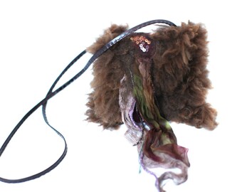 Handmade Felted Bag Alpaca Wool Small Shoulder Purse Undyed OOAK Felt Gift