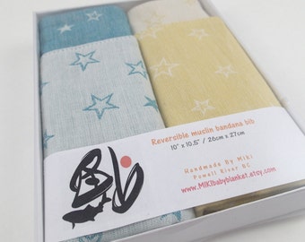 Star bandana bibs in gift box, baby boy bib, baby girl gift, baby shower gift