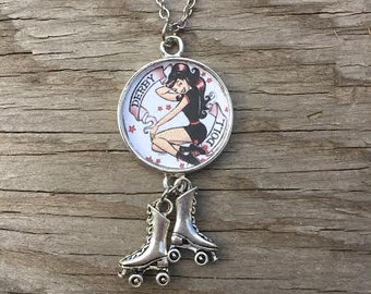 Roller Derby/Roller Skate Pendant Charm Necklace