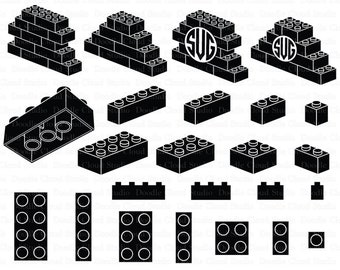 Lego SVG, Building Blocks SVG, Lego Bricks svg, Lego Monogram svg files for Silhouette Cameo and Cricut. Lego clipart PNG included