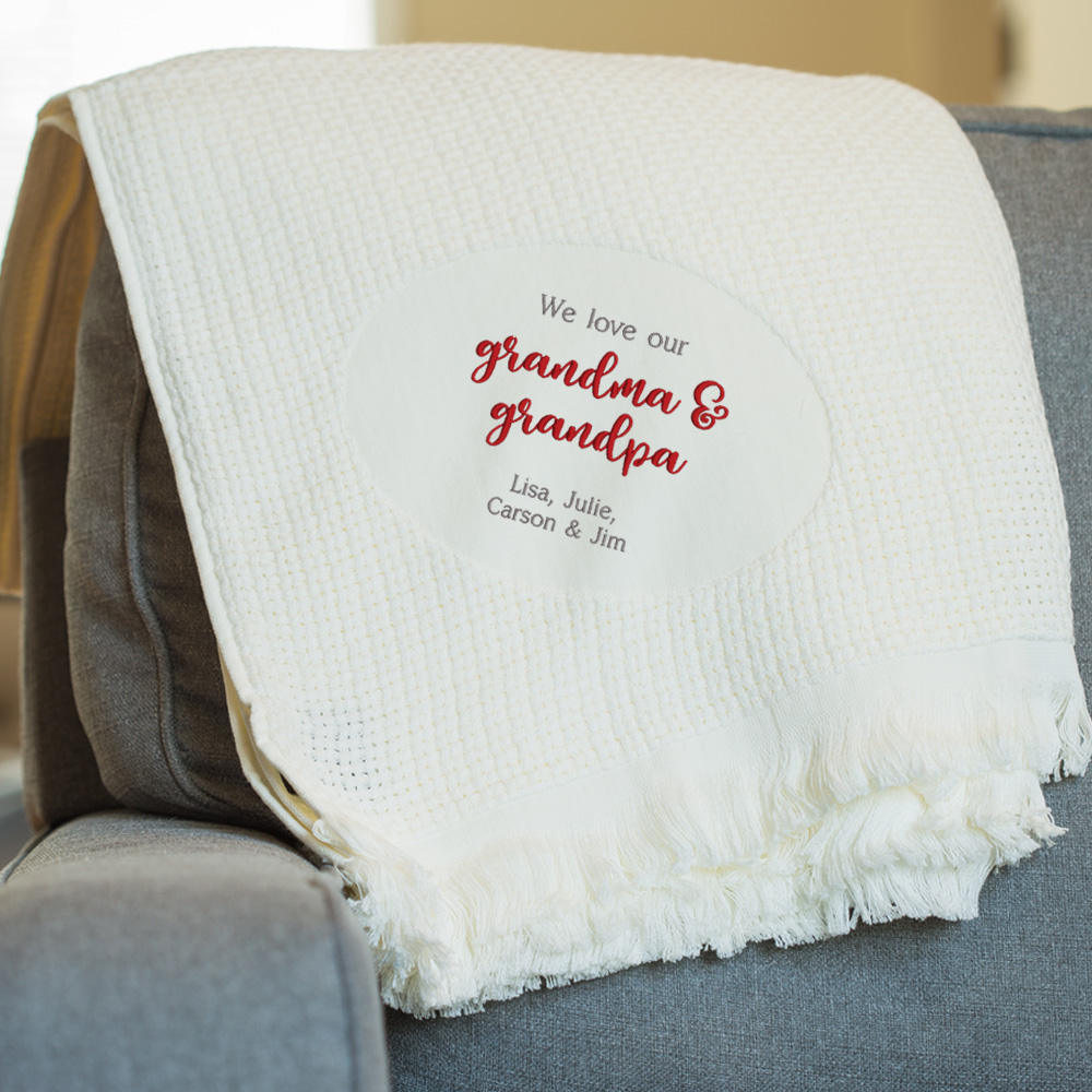 Embroidered Grandparents Blanket Personalized Grandma Grandpa