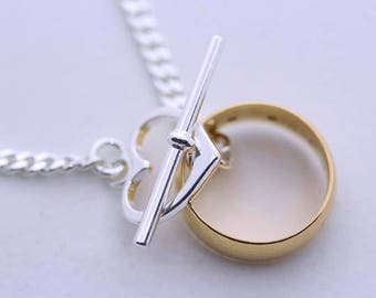 Sterling Silver Heart Ring Holder Necklace. JWM oringinal Copyright. Silver Ring Keeper Necklace, Y necklace ring holder. L257-H77-L