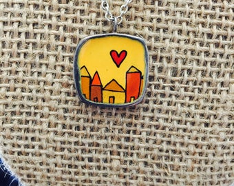 DOUBLE DUTY - Two-sided Enamel and Silver Necklace.