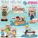 Fishing with dad Digital Clipart - Clip art for scrapbooking, party invitations - Instant Download Clipart Commercial Use