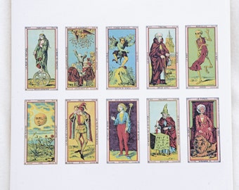 Antique French Tarot Cards #1 - Ceramic Overglaze Decals, Glass Fusing Decals, Enamel Decals