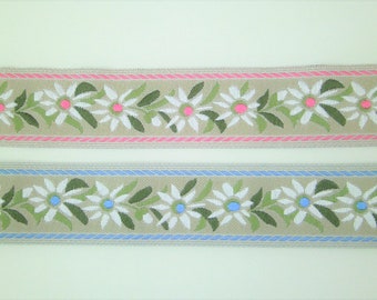 1 m Woven Ribbon "Edelweiss NEW" 25 mm w Dirndl Oktoberfest bavaria