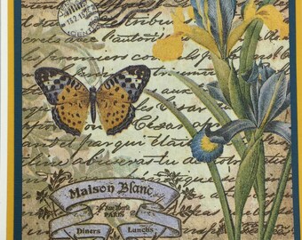 Handmade Botanical Card, Butterfly
