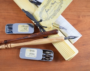 Deluxe Calligraphy Set with Dip Pens, Nibs, Ink, Inkwell, Paper, Instructions