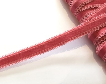 Raspberry Bra Strap Elastic Mini Loop Edges - 2 m / 12 - 15 mm - Lingerie Elastics