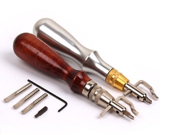 Leathercraft Muti 5in1 Adjustable Leather Edge Stitching Groover Scribing Creaser Craft Groove Tool DIY Handcraft