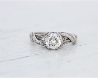 SALE Vintage Engagement Ring | 1960s Diamond Ring | Vintage Solitaire Ring | Platinum and 18k White Gold Ring | Mid Century Ring | Size 4.5