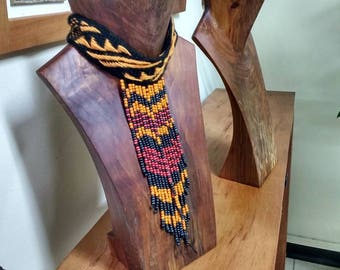 Hand-woven in loom Vertical Mapuche ethnic necklace