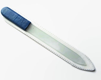 Czech Crystal Nail File, Medium Glass Nailfile, Shades of Blue with Silvery Highlights // gifts for her // bridesmaid gifts