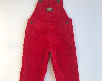 Red Corduroy Baby Overalls by Osh Kosh, Size 18 months