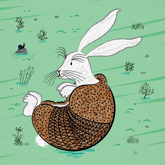 The Rabbidillo - Rabbit / Armadillo - children's art poster print by Oliver Lake - iOTA iLLUSTRATiON