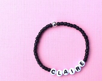 Custom name bracelet, letter bracelet, Stretchy Name bead bracelet, personalized friendship bracelet, alphabet bracelet, name jewelry