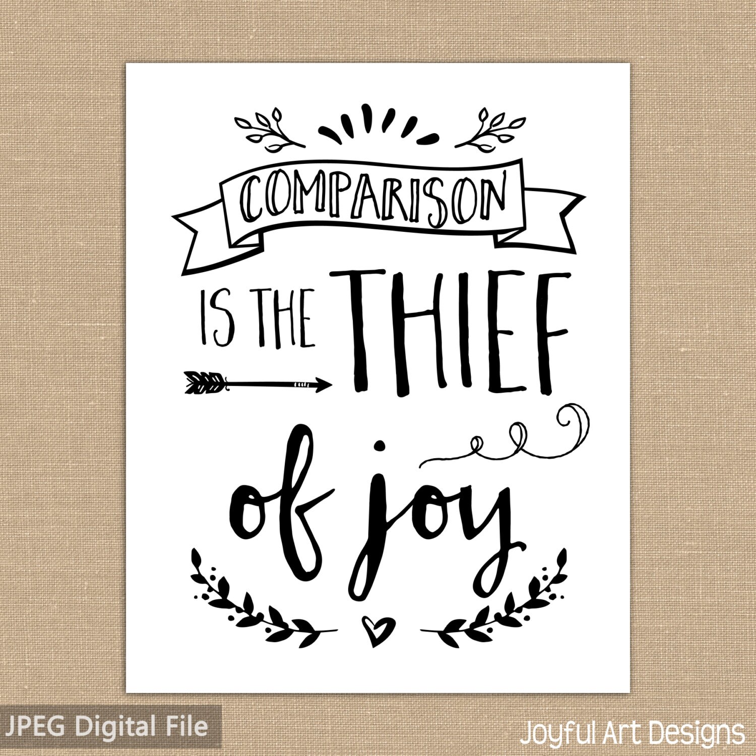 Comparison is the Thief of Joy PRINTABLE Chalkboard sign.