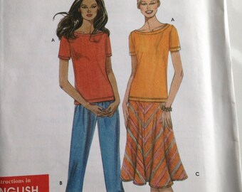Simplicity Pattern, Pattern 9674, Size A, Women's Top, Pants, Skirt, xs, s, m, l, xl, Misse's Outfit, 2001 Outfit