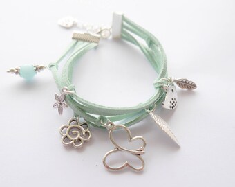 suede color jade 4 strand bracelet