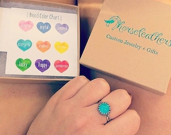 Small Silver Mood Ring/ Vintage Silver Mood Ring/ Color Changing Mood Stone/ Mood Jewelry/ Inspirational Jewelry/ Positive Vibes