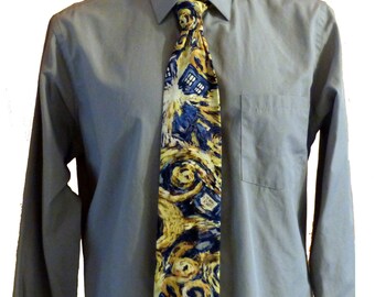Doctor Who Exploding TARDIS Necktie, Doctor Who necktie, TARDIS necktie, Van Gough Necktie, Doctor Who gift, Geeky Gift, Geek Tie, Geeky