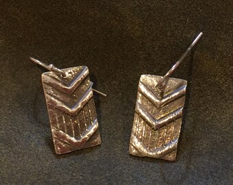 Fine silver chevron earrings