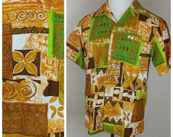 Vintage Malihini Hawaii Tiki Shirt