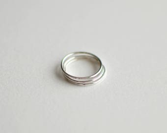 Sterling Hammered Stacking Ring Set