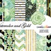 Watercolor Floral Digital Paper Pack,Mint and Green, Black White & Gold, Romantic Paper Pattern,Scrapbooking Paper,Watercolor Flowers