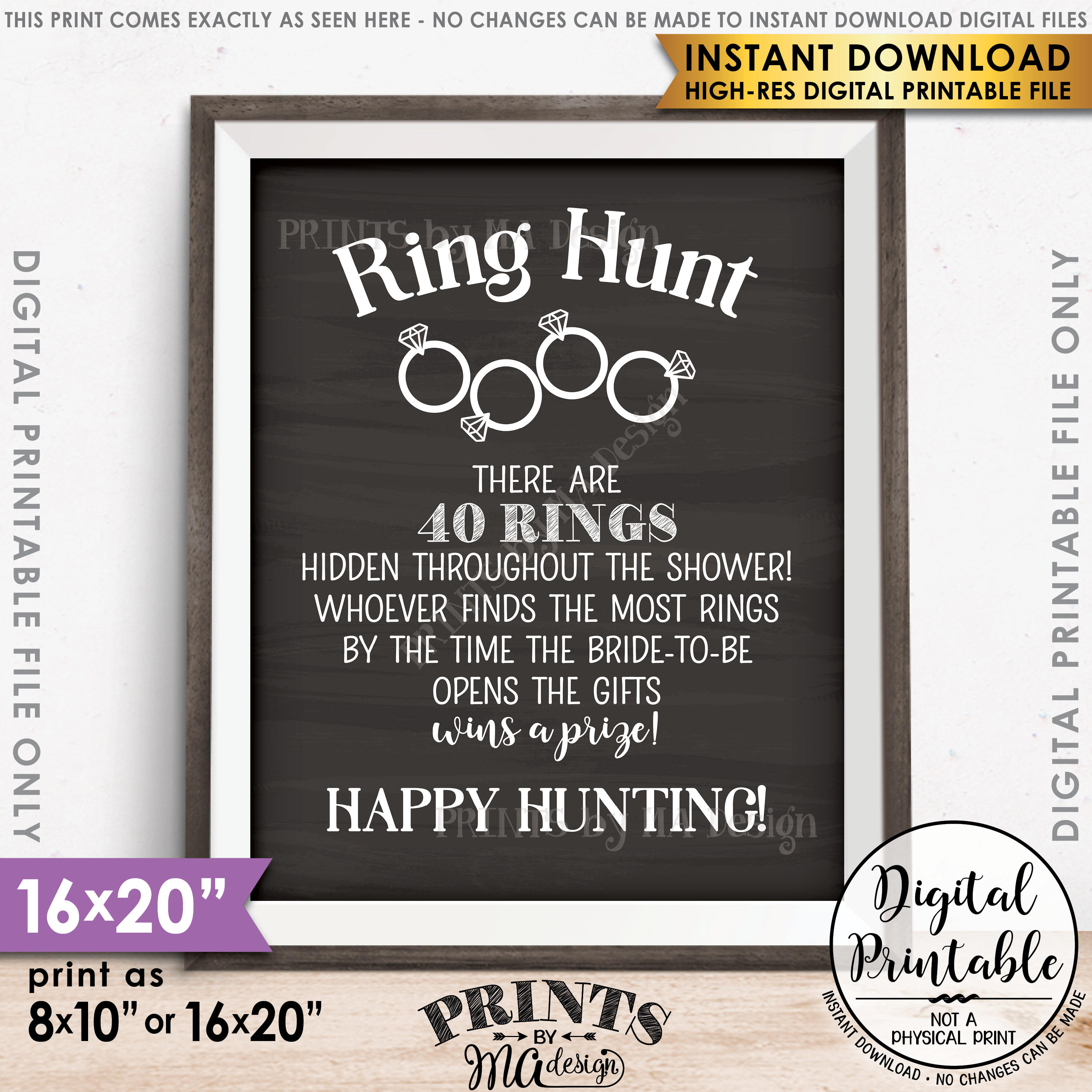 Ring Hunt Game for 40 RINGS Bridal Shower Game Ring Scavenger Hunt for