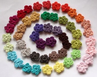 50 Mini Crochet Flowers In Multicolors YH-055-02 On Sale