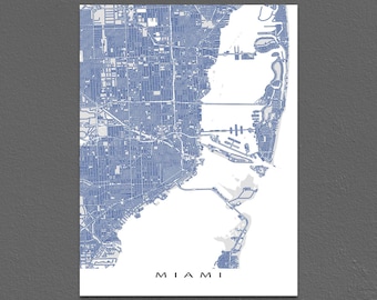 Miami Map Print, Miami Florida, City Street Map Art
