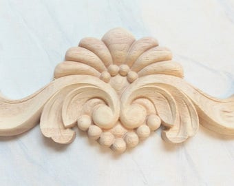 Longitudinal scrolls, wood applique, furniture applique, wood onlay, furniture decoration, wood embellishment, wood carving, furniture onlay