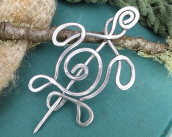Aluminum Turtle Shawl Pin, Sweater Brooch, Scarf Pin, Wrap Fastener, Wire Tortoise, Women, Knitting Accessories, Turtle Pin Knitters Gift